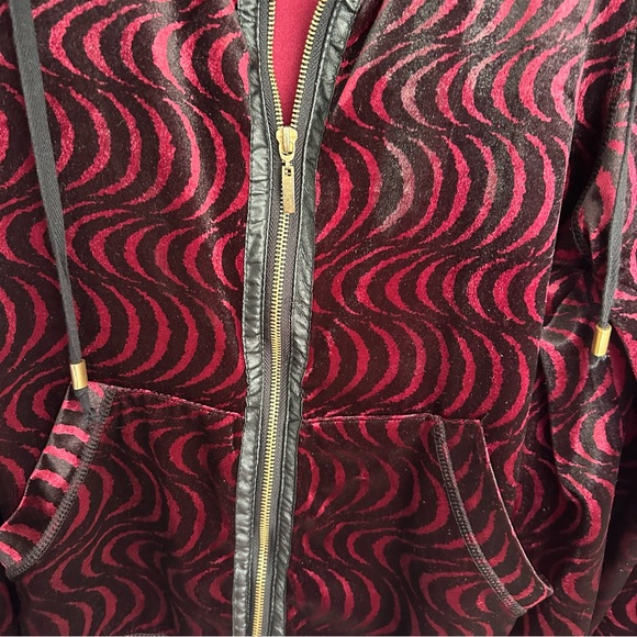 Mirror image Womens Tunic Sz XL velveteen Red w Black wavy design VGC - Picture 6 of 7